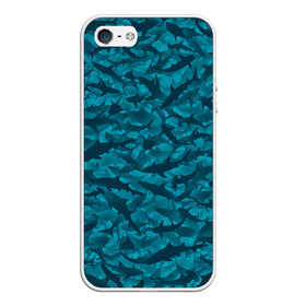 Чехол для iPhone 5/5S матовый с принтом Акулы , Силикон | Область печати: задняя сторона чехла, без боковых панелей | камуфляж | море | океан | рыба | рыбак | рыбалка