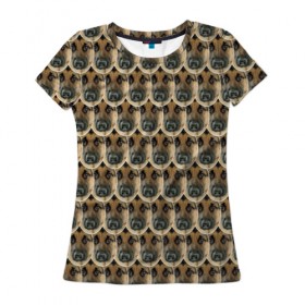 Женская футболка 3D с принтом Текстура из овчарок , 100% полиэфир ( синтетическое хлопкоподобное полотно) | прямой крой, круглый вырез горловины, длина до линии бедер | овчарка | овчарки | песик | песики | собака | собаки