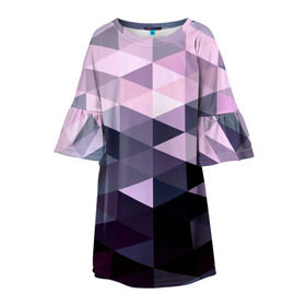 Детское платье 3D с принтом Pixel Polygon , 100% полиэстер | прямой силуэт, чуть расширенный к низу. Круглая горловина, на рукавах — воланы | Тематика изображения на принте: геометрия | полигоны | треугольник