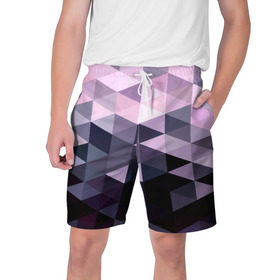 Мужские шорты 3D с принтом Pixel Polygon ,  полиэстер 100% | прямой крой, два кармана без застежек по бокам. Мягкая трикотажная резинка на поясе, внутри которой широкие завязки. Длина чуть выше колен | геометрия | полигоны | треугольник