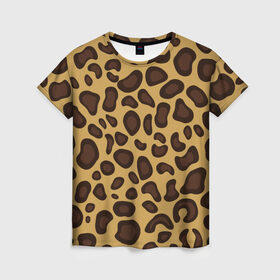 Женская футболка 3D с принтом Шкура леопарда , 100% полиэфир ( синтетическое хлопкоподобное полотно) | прямой крой, круглый вырез горловины, длина до линии бедер | 