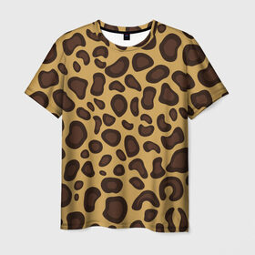 Мужская футболка 3D с принтом Шкура леопарда , 100% полиэфир | прямой крой, круглый вырез горловины, длина до линии бедер | 