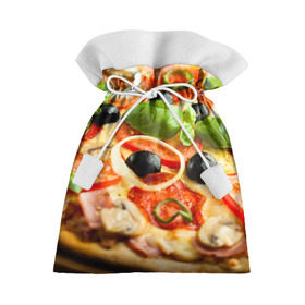 Подарочный 3D мешок с принтом Пицца , 100% полиэстер | Размер: 29*39 см | базилик | еда | зелень | маслины | оливки | пицца | помидоры
