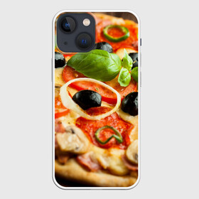 Чехол для iPhone 13 mini с принтом Пицца ,  |  | базилик | еда | зелень | маслины | оливки | пицца | помидоры
