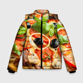 Зимняя куртка для мальчиков 3D с принтом Пицца , ткань верха — 100% полиэстер; подклад — 100% полиэстер, утеплитель — 100% полиэстер | длина ниже бедра, удлиненная спинка, воротник стойка и отстегивающийся капюшон. Есть боковые карманы с листочкой на кнопках, утяжки по низу изделия и внутренний карман на молнии. 

Предусмотрены светоотражающий принт на спинке, радужный светоотражающий элемент на пуллере молнии и на резинке для утяжки | базилик | еда | зелень | маслины | оливки | пицца | помидоры
