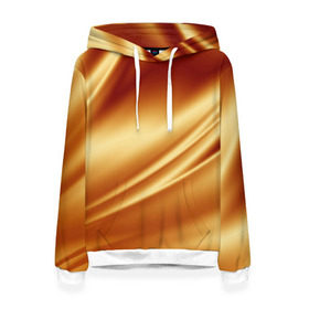 Женская толстовка 3D с принтом Golden Silk , 100% полиэстер  | двухслойный капюшон со шнурком для регулировки, мягкие манжеты на рукавах и по низу толстовки, спереди карман-кенгуру с мягким внутренним слоем. | gold | golden silk | textile | texture | золотой шёлк | текстиль | текстура | ткань