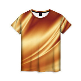 Женская футболка 3D с принтом Golden Silk , 100% полиэфир ( синтетическое хлопкоподобное полотно) | прямой крой, круглый вырез горловины, длина до линии бедер | gold | golden silk | textile | texture | золотой шёлк | текстиль | текстура | ткань