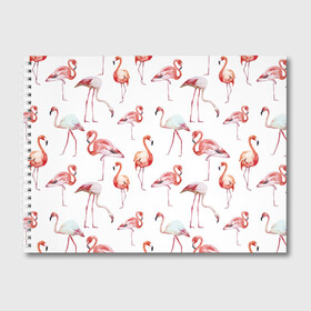 Альбом для рисования с принтом Узор из фламинго , 100% бумага
 | матовая бумага, плотность 200 мг. | животные | мозаика | птицы | узор | фауна | фламинго