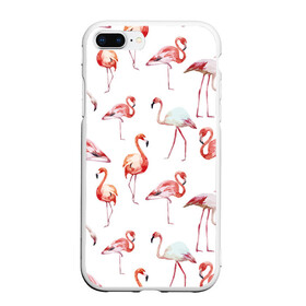 Чехол для iPhone 7Plus/8 Plus матовый с принтом Узор из фламинго , Силикон | Область печати: задняя сторона чехла, без боковых панелей | животные | мозаика | птицы | узор | фауна | фламинго