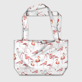 Пляжная сумка 3D с принтом Узор из фламинго , 100% полиэстер | застегивается на металлическую кнопку; внутренний карман застегивается на молнию. Стенки укреплены специальным мягким материалом, чтобы защитить содержимое от несильных ударов
 | животные | мозаика | птицы | узор | фауна | фламинго