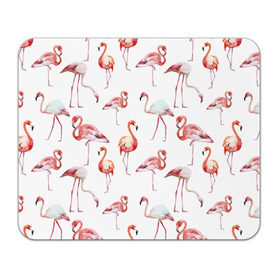 Коврик прямоугольный с принтом Узор из фламинго , натуральный каучук | размер 230 х 185 мм; запечатка лицевой стороны | животные | мозаика | птицы | узор | фауна | фламинго