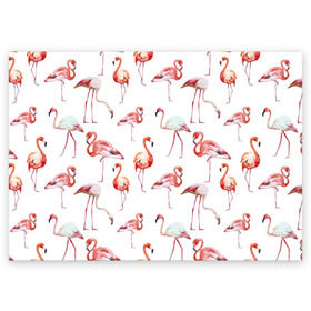 Поздравительная открытка с принтом Узор из фламинго , 100% бумага | плотность бумаги 280 г/м2, матовая, на обратной стороне линовка и место для марки
 | Тематика изображения на принте: животные | мозаика | птицы | узор | фауна | фламинго