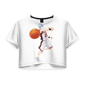 Женская футболка 3D укороченная с принтом Майка, баскетбол Куроку , 100% полиэстер | круглая горловина, длина футболки до линии талии, рукава с отворотами | 