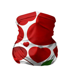 Бандана-труба 3D с принтом сердце и вишня , 100% полиэстер, ткань с особыми свойствами — Activecool | плотность 150‒180 г/м2; хорошо тянется, но сохраняет форму | вишня | сердце