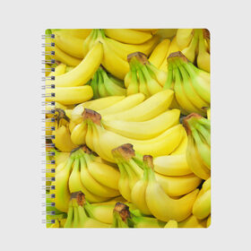 Тетрадь с принтом бананы , 100% бумага | 48 листов, плотность листов — 60 г/м2, плотность картонной обложки — 250 г/м2. Листы скреплены сбоку удобной пружинной спиралью. Уголки страниц и обложки скругленные. Цвет линий — светло-серый
 | 