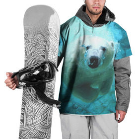 Накидка на куртку 3D с принтом медведь , 100% полиэстер |  | медведь | пловец