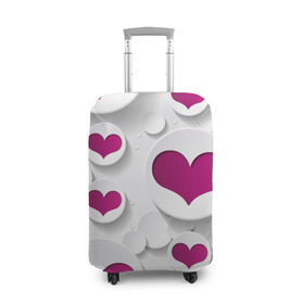 Чехол для чемодана 3D с принтом серца , 86% полиэфир, 14% спандекс | двустороннее нанесение принта, прорези для ручек и колес | сердце