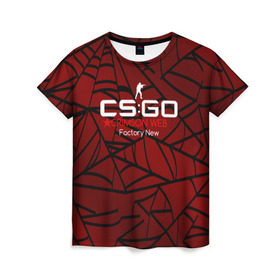 Женская футболка 3D с принтом cs:go - Crimson Web Style Factory New (Кровавая паутина | Прям с завода) , 100% полиэфир ( синтетическое хлопкоподобное полотно) | прямой крой, круглый вырез горловины, длина до линии бедер | Тематика изображения на принте: blood | crimson | cs | csgo | web | го | кровь | кс | паутина