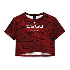 Женская футболка 3D укороченная с принтом cs:go - Crimson Web Style Factory New (Кровавая паутина | Прям с завода) , 100% полиэстер | круглая горловина, длина футболки до линии талии, рукава с отворотами | blood | crimson | cs | csgo | web | го | кровь | кс | паутина