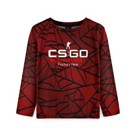 Детский лонгслив 3D с принтом cs:go - Crimson Web Style Factory New (Кровавая паутина | Прям с завода) , 100% полиэстер | длинные рукава, круглый вырез горловины, полуприлегающий силуэт
 | Тематика изображения на принте: blood | crimson | cs | csgo | web | го | кровь | кс | паутина