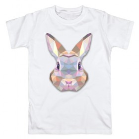 Мужская футболка хлопок с принтом Полигональный кролик , 100% хлопок | прямой крой, круглый вырез горловины, длина до линии бедер, слегка спущенное плечо. | геометрический рисунок | голова | животные | кролик | фауна
