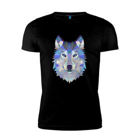 Мужская футболка премиум с принтом Полигональный волк , 92% хлопок, 8% лайкра | приталенный силуэт, круглый вырез ворота, длина до линии бедра, короткий рукав | волк | геометрический рисунок | голова | животные | фауна