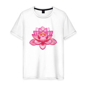 Мужская футболка хлопок с принтом Индийский Лотос , 100% хлопок | прямой крой, круглый вырез горловины, длина до линии бедер, слегка спущенное плечо. | индийский | йога | лотос | цветок