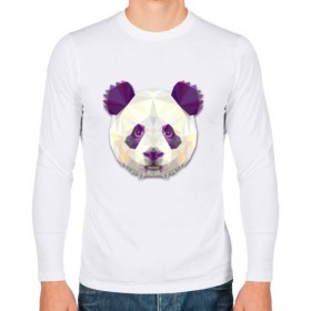 Мужской лонгслив хлопок с принтом Полигональная панда , 100% хлопок |  | геометрический рисунок | голова | животные | панда | фауна