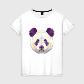 Женская футболка хлопок с принтом Полигональная панда , 100% хлопок | прямой крой, круглый вырез горловины, длина до линии бедер, слегка спущенное плечо | геометрический рисунок | голова | животные | панда | фауна