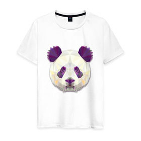 Мужская футболка хлопок с принтом Полигональная панда , 100% хлопок | прямой крой, круглый вырез горловины, длина до линии бедер, слегка спущенное плечо. | геометрический рисунок | голова | животные | панда | фауна