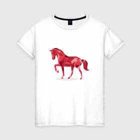 Женская футболка хлопок с принтом Геометрическая лошадь , 100% хлопок | прямой крой, круглый вырез горловины, длина до линии бедер, слегка спущенное плечо | 