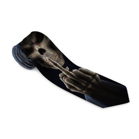 Галстук 3D с принтом Череп в капюшоне 2 , 100% полиэстер | Длина 148 см; Плотность 150-180 г/м2 | скелет