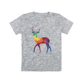 Детская футболка хлопок с принтом Геометрический олень , 100% хлопок | круглый вырез горловины, полуприлегающий силуэт, длина до линии бедер | Тематика изображения на принте: геометрический рисунок | животные | олень | фауна