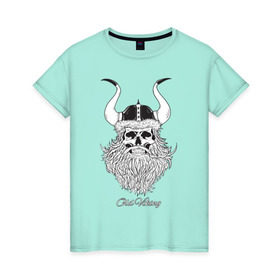 Женская футболка хлопок с принтом Old Viking , 100% хлопок | прямой крой, круглый вырез горловины, длина до линии бедер, слегка спущенное плечо | борода | варяги | викинг | готика | северяне | старый | череп