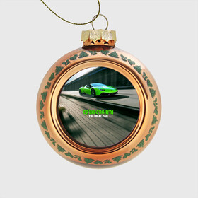 Стеклянный ёлочный шар с принтом Lamborghini , Стекло | Диаметр: 80 мм | car | green | huracan | lamborghini | novitec | speed | spyder | supercar | torado | авто | автомобиль | машина