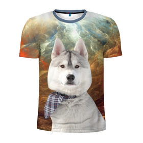 Мужская футболка 3D спортивная с принтом Хаски , 100% полиэстер с улучшенными характеристиками | приталенный силуэт, круглая горловина, широкие плечи, сужается к линии бедра | маламут | песик | собака | собаки | собачка | хаски