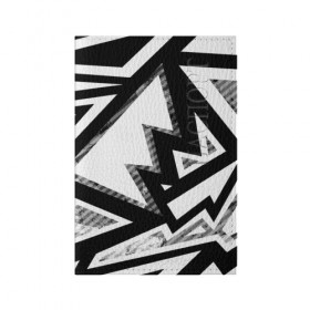 Обложка для паспорта матовая кожа с принтом Треугольники , натуральная матовая кожа | размер 19,3 х 13,7 см; прозрачные пластиковые крепления | белый | геометрия | черно белый | черный