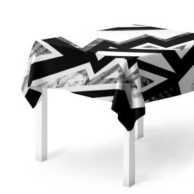 Скатерть 3D с принтом Треугольники , 100% полиэстер (ткань не мнется и не растягивается) | Размер: 150*150 см | белый | геометрия | черно белый | черный