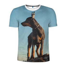Мужская футболка 3D спортивная с принтом Доберман , 100% полиэстер с улучшенными характеристиками | приталенный силуэт, круглая горловина, широкие плечи, сужается к линии бедра | доберман | доберманы | пес | песик | псы | собака | собаки