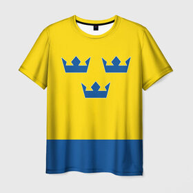 Мужская футболка 3D с принтом Сборная Швеции по Хоккею , 100% полиэфир | прямой крой, круглый вырез горловины, длина до линии бедер | sweden | world cup hockey | виктор хедман | вратарь | защитник | клюшка | кубок мира | нападающий | сборная канады | хоккей | хоккейная форма | швеция | эрик карлссон