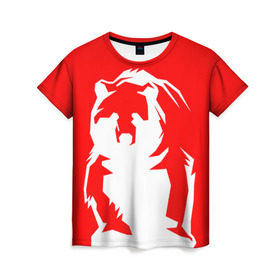 Женская футболка 3D с принтом Медведь , 100% полиэфир ( синтетическое хлопкоподобное полотно) | прямой крой, круглый вырез горловины, длина до линии бедер | russia | российская федерация | россия | рф