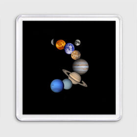 Магнит 55*55 с принтом Парад планет , Пластик | Размер: 65*65 мм; Размер печати: 55*55 мм | Тематика изображения на принте: звёзды | космическое пространство | космос | планета | созвездие