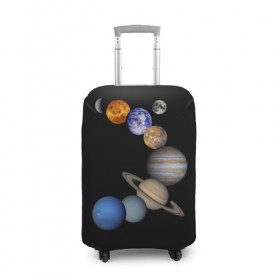 Чехол для чемодана 3D с принтом Парад планет , 86% полиэфир, 14% спандекс | двустороннее нанесение принта, прорези для ручек и колес | Тематика изображения на принте: звёзды | космическое пространство | космос | планета | созвездие