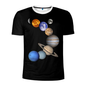 Мужская футболка 3D спортивная с принтом Парад планет , 100% полиэстер с улучшенными характеристиками | приталенный силуэт, круглая горловина, широкие плечи, сужается к линии бедра | звёзды | космическое пространство | космос | планета | созвездие