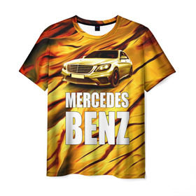 Мужская футболка 3D с принтом Mercedes Benz , 100% полиэфир | прямой крой, круглый вырез горловины, длина до линии бедер | Тематика изображения на принте: benz | mercedes | авто | автомобиль | водитель | машина | мерседес бенц | тачка