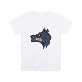 Детская футболка хлопок с принтом Злой волк , 100% хлопок | круглый вырез горловины, полуприлегающий силуэт, длина до линии бедер | Тематика изображения на принте: волк | голова | животные | фауна