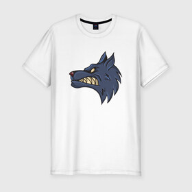 Мужская футболка премиум с принтом Злой волк , 92% хлопок, 8% лайкра | приталенный силуэт, круглый вырез ворота, длина до линии бедра, короткий рукав | волк | голова | животные | фауна