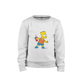 Детский свитшот хлопок с принтом Барт (Симпсоны) , 100% хлопок | круглый вырез горловины, эластичные манжеты, пояс и воротник | 