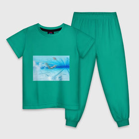 Детская пижама хлопок с принтом swimmer , 100% хлопок |  брюки и футболка прямого кроя, без карманов, на брюках мягкая резинка на поясе и по низу штанин
 | Тематика изображения на принте: пловец
