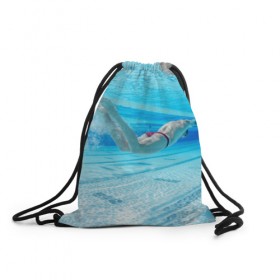 Рюкзак-мешок 3D с принтом swimmer , 100% полиэстер | плотность ткани — 200 г/м2, размер — 35 х 45 см; лямки — толстые шнурки, застежка на шнуровке, без карманов и подкладки | пловец